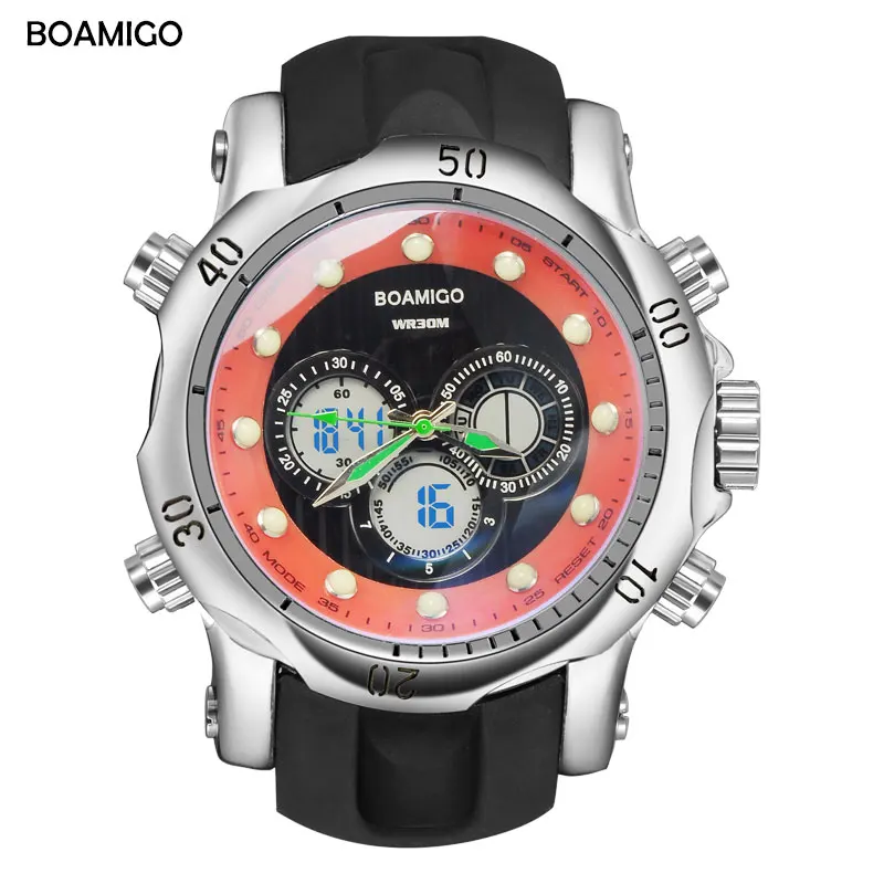 Мужские спортивные аналоговые часы с резиновым ремешком 2 часовых пояса|Мужские