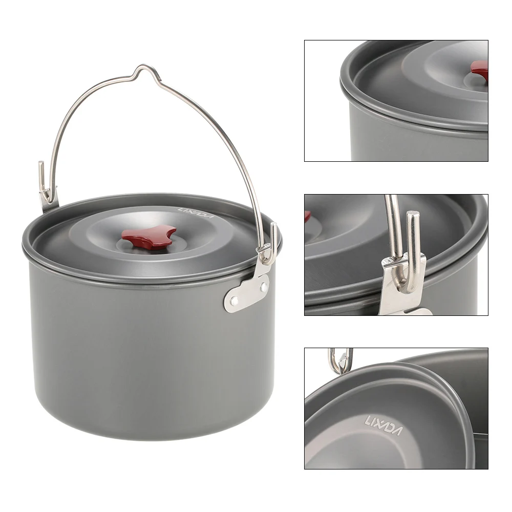 Lixada 5L кухонная утварь кастрюля для приготовления пищи на открытом воздухе набор