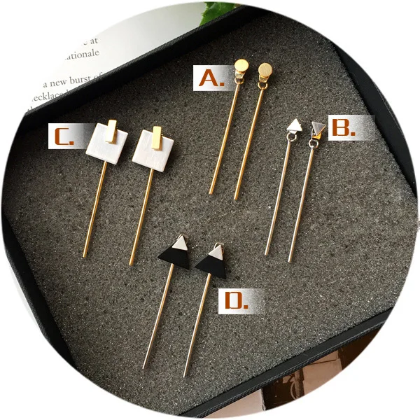 Серьги гвоздики с изображением стразов круглые квадратные треугольные простые