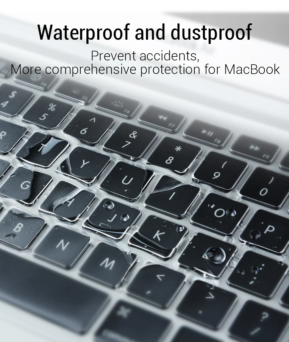PZOZ силиконовый защитный чехол для клавиатуры для Apple Macbook Pro MAC 15 Air 13 с сенсорной панелью, мягкая клавиатура, прозрачный чехол