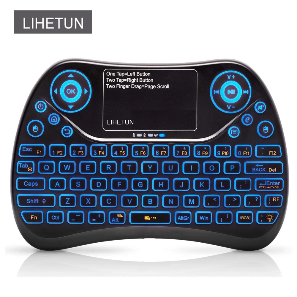 T2 PLUS Беспроводная мини-клавиатура Air Mouse подсветка с тачпадом литиевая батарея