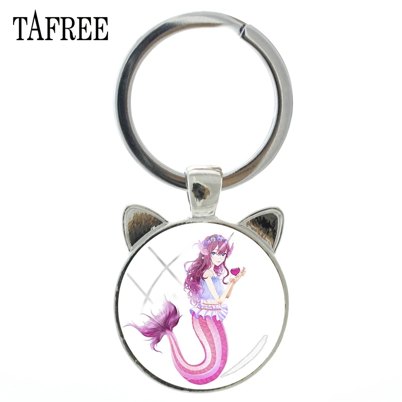 TAFREE Русалка принт эльфы с милыми ушками брелок новая модная цепочка для ключей