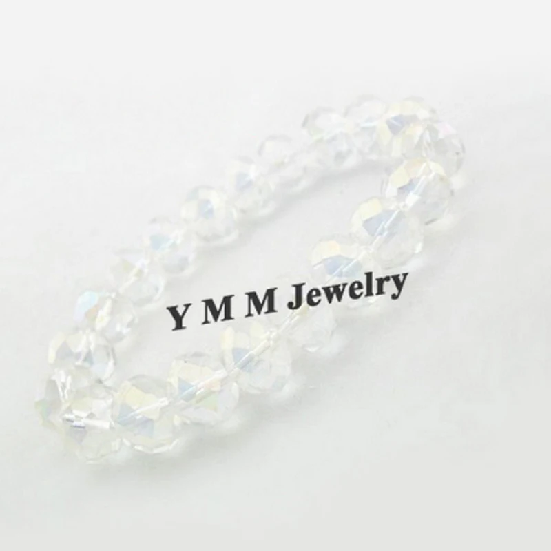 

12mm Faceted Crystal Beaded Bracelet For Women Handmade White AB Crystal Bracelets 20pcs/lot Free Shipping
