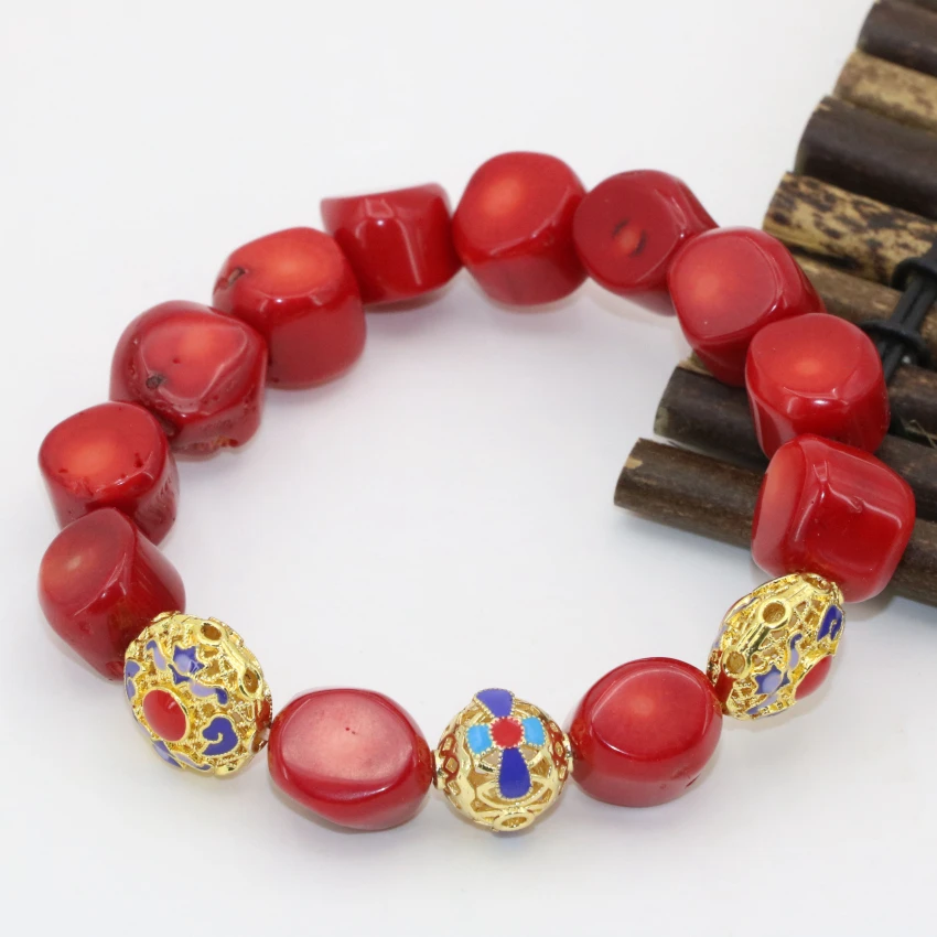 В 2-х стилях модные 9-13 мм натуральный красный коралл неправильной формы Бусы