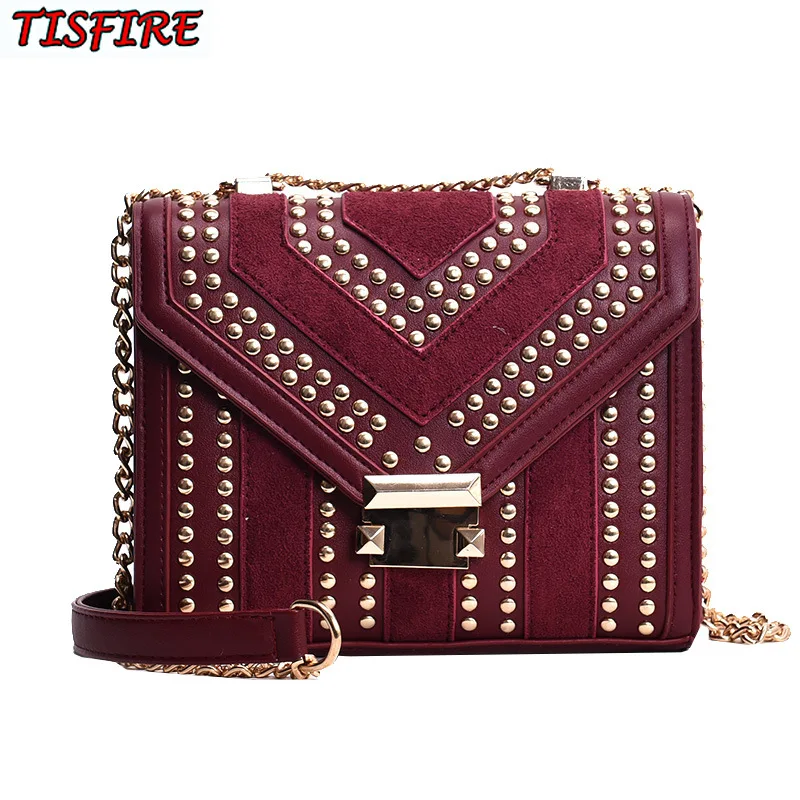 Женская модная сумка через плечо с заклепками женские кожаные сумки стеганые Bolsas