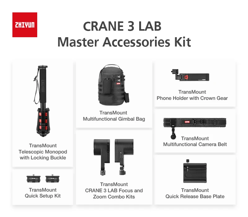 Master accessory kit ZHIYUN официальный кран 3 лабораторный создатель аксессуары комплект для карданного стабилизатора ручные аксессуары - Цвет: Master accessory kit