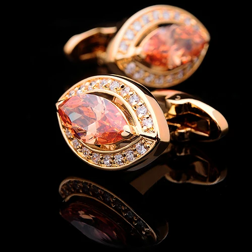 Мужские запонки на пуговицах KFLK роскошные золотого цвета с кристаллами