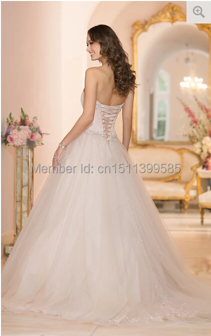 Princess Sweetheart Beading Off the Shoulder Sleeveless Lace Up Back Tulle Chapel Train Wedding Dress bridal Gown Custom Made | Свадьбы и