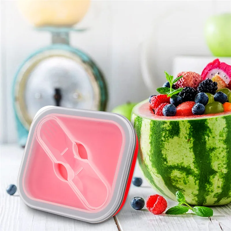Mrosaa Складная Силиконовая коробка для еды Ланч бокс столовая посуда BPA Free Bento