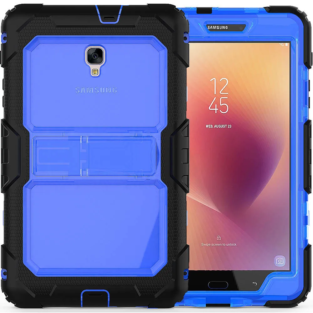 blue Coque чехол для samsung Galaxy Tab A 8,0 T380 T385 планшет 3 в 1 Гибридный армированный шт силиконовые чехлы для детей противоударный чехол-подставка - Цвет: blue