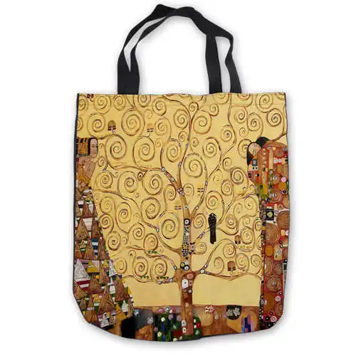 Tote Bags Пользовательские холст gustav-klimt-the-kiss сумка сумки повседневная хозяйственная сумка пляжные сумки Складная 180911-03-23 - Цвет: Tote Bags