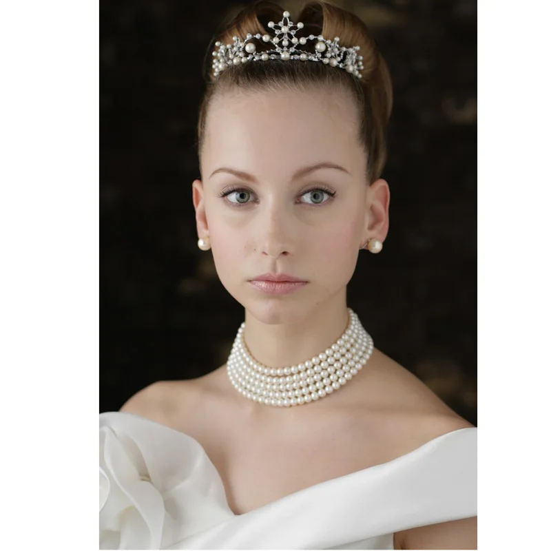 Prezzo Eterna Di Cerimonia Nuziale Del Regalo Delle Donne Di Parola 925 Sterling Reale UN Cinque Strati A Più Strati Della Principessa Personalizzata Freshwaterpearl Della Collana Del Choker