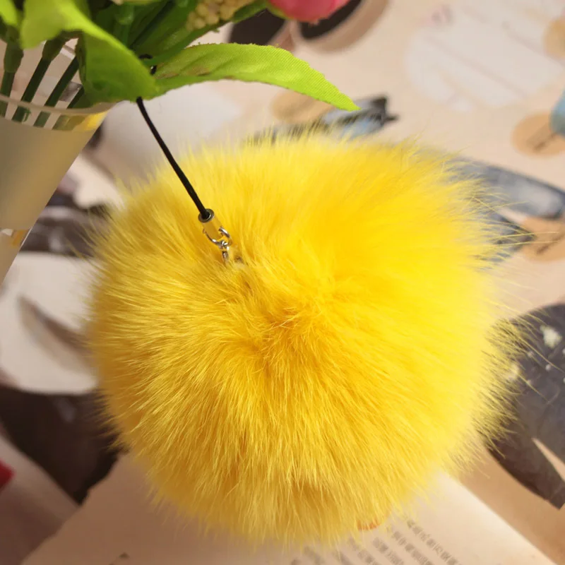 

10cm Nature Genuine Fox Fur Ball Pom Pom Fluffy DIY Winter Hat Skullies Beanies Knitted Cap Pompoms TWF005-yellow