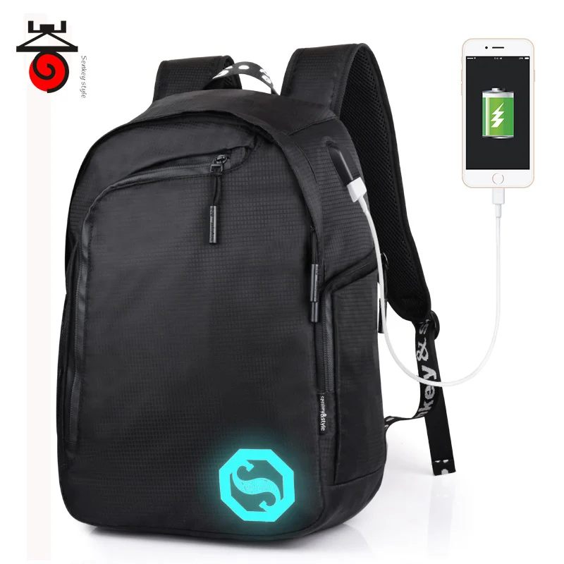 Мужской рюкзак Senkey с USB зарядкой повседневный светящийся ранец для ноутбука