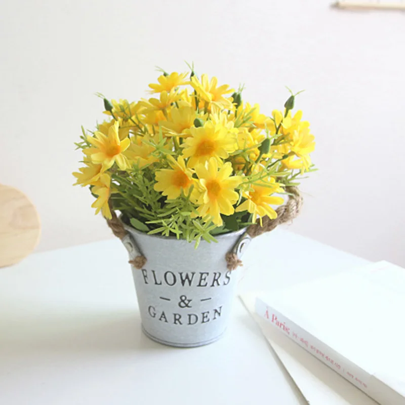 Искусственная ромашка цветочный горшок пластиковый поддельный цветок мини