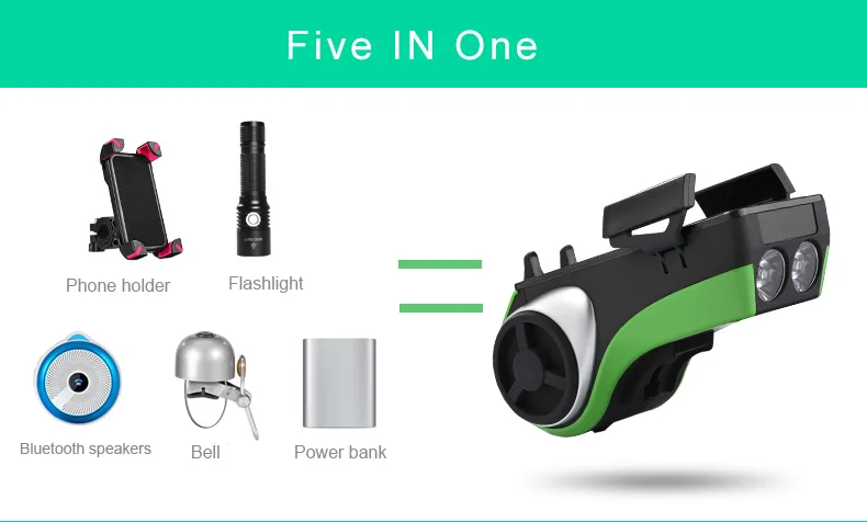 ROCKBROS Bluetooth аудио mp3-плеер динамик 4400 мАч power Bank колокольчик велосипед свет водонепроницаемый 5 в 1 велосипедный компьютер держатель телефона