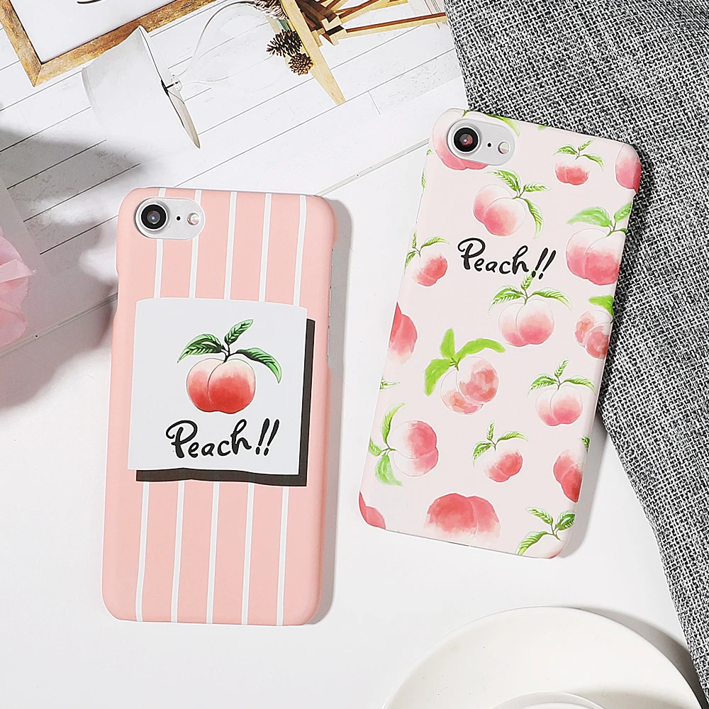 LOVECOM милый розовый персиковый фруктовый чехол для телефона для iPhone X, 6, 6 S, 7, 8 Plus, 5S, 5, SE, полуобернутый жесткий чехол из поликарбоната, чехол для iPhone X, подарок