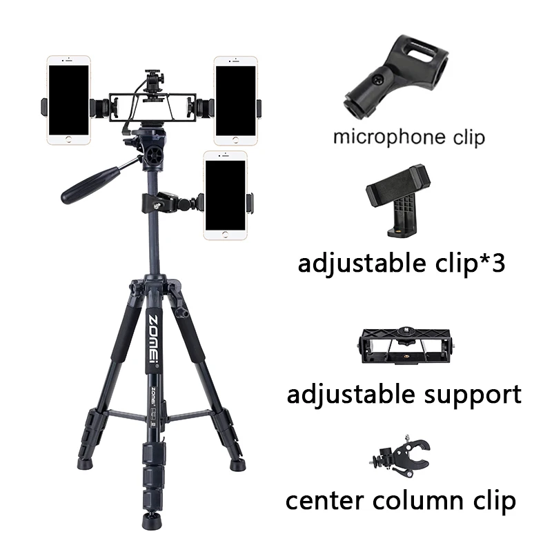 ZOMEI Functional Portable Stable Live Tripods Camera Stand Instafamous Tripode For Smartphone Internet Celebrity Blogebrity | Электроника