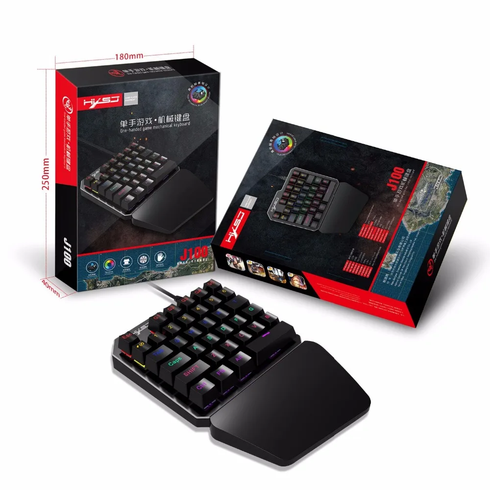 HXSJ Новая Механическая клавиатура для одной руки игровая с 35 клавишами цветная
