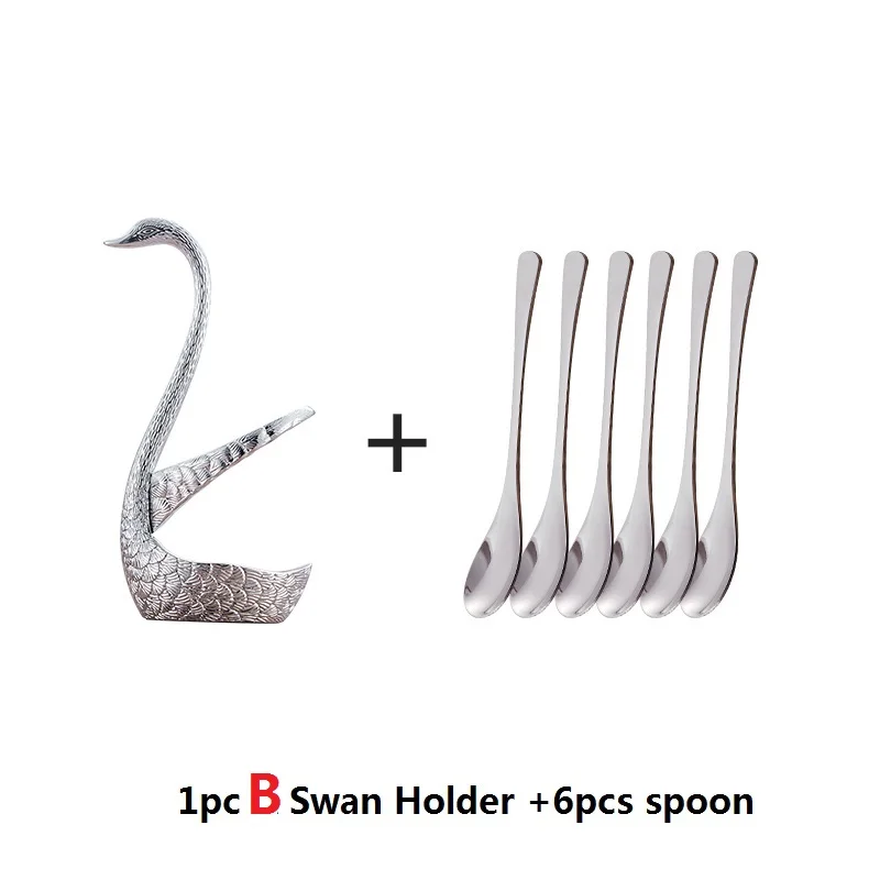 1pc B Swan 6 Spoons Кухонный держатель для ножей Лебедь столовая посуда наборы Свадебная вечеринка фруктовый держатель вилок десертная ложка набор посуды Свадебный Рождественский Декор - Цвет: 1pc B Swan 6 Spoons