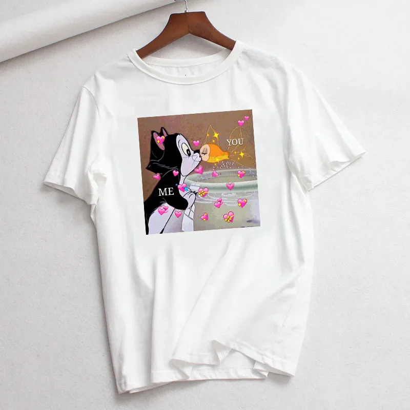 4 Harajuku/милые новые модные свободные топы с рисунком кота из мультфильма «Микки и Джерри», топы с коротким рукавом и круглым вырезом, новая женская футболка большого размера - Цвет: 4