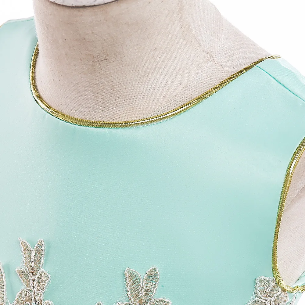 Flower wedding dress dance tutu prom ball gown long dresses baby girl frock girls short sleeve satin flower | Детская одежда и