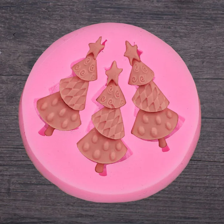 1 шт Fondant (сахарная) торт силиконовые формы Рождество Дерево лист Форма форма для
