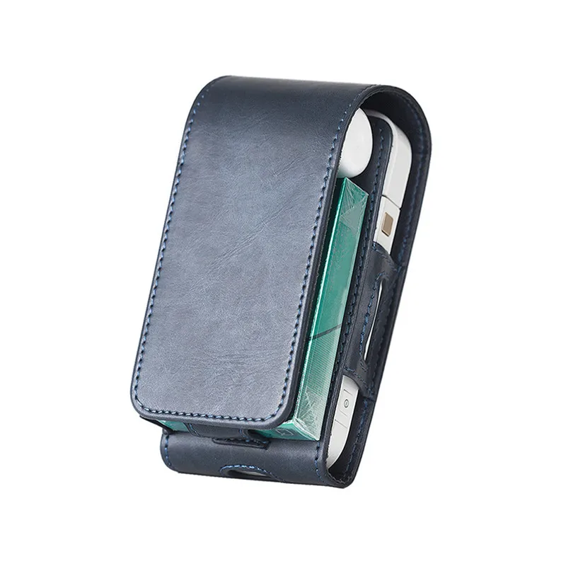 Dark blue 5 цветов модный кожаный портативный мини-чехол для IQOS сумка - Цвет: Dark blue