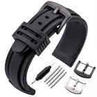 Ремешок силиконовый для часов, мягкий спортивный резиновый браслет с пряжкой с язычком из нержавеющей стали для дайвинга, 22 мм 24 мм