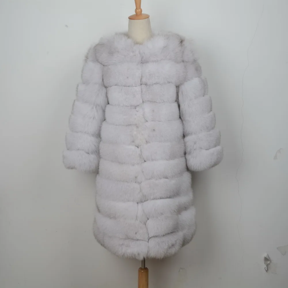 Jancoco Max 11 строк зимние теплые длинные пальто из натурального Лисьего меха женская верхняя одежда высокого качества натуральная Меховая куртка Верхняя одежда S7169