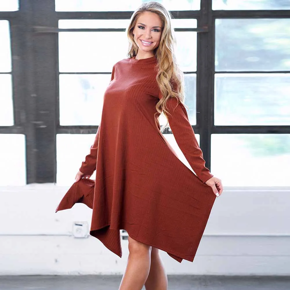 2018 Повседневное простой Дата красный плюс Размеры Для женщин платья осень