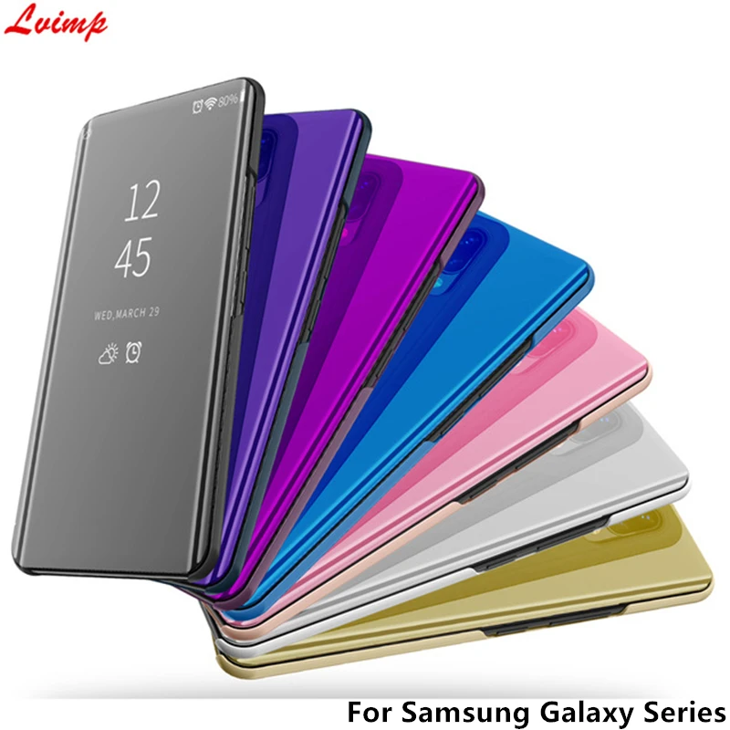 Четкое зеркало заднего вида кожаный чехол для Samsung Galaxy S6 S7 край S8 S9 + плюс A3 A5 A7 2017