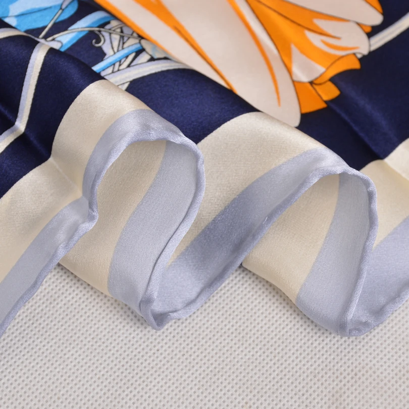 [BYSIF] темно синий шелковый шарф накидка для женщин новый бренд 100% шелк квадратные