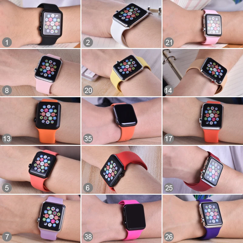 Apple Watch цветной мягкий силиконовый спортивный ремень серия 4 3 2 1 38 42 мм iWatch 40