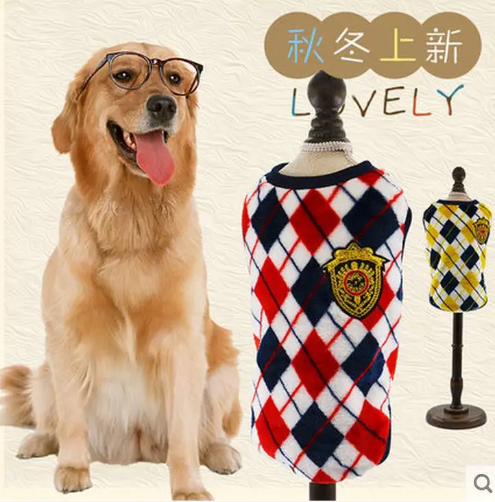 Весенне осенний фланелевый большой жилет для собак Футболка питомцев с