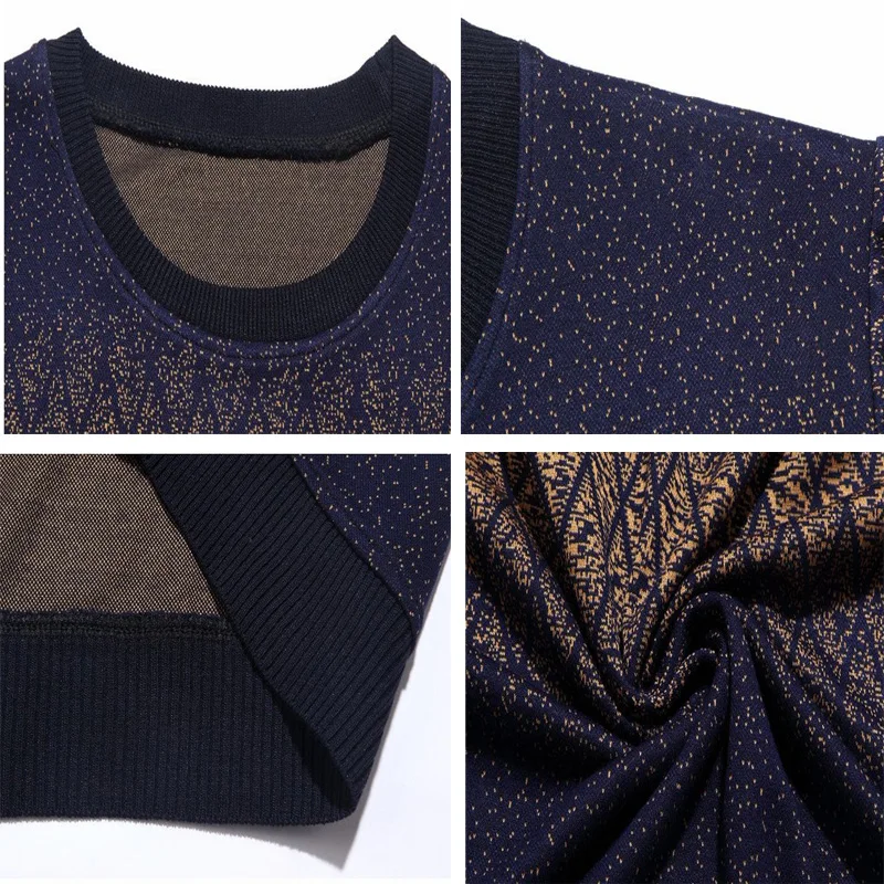 DIMUSI осенне-зимний мужской свитер рубашка повседневный с круглым вырезом