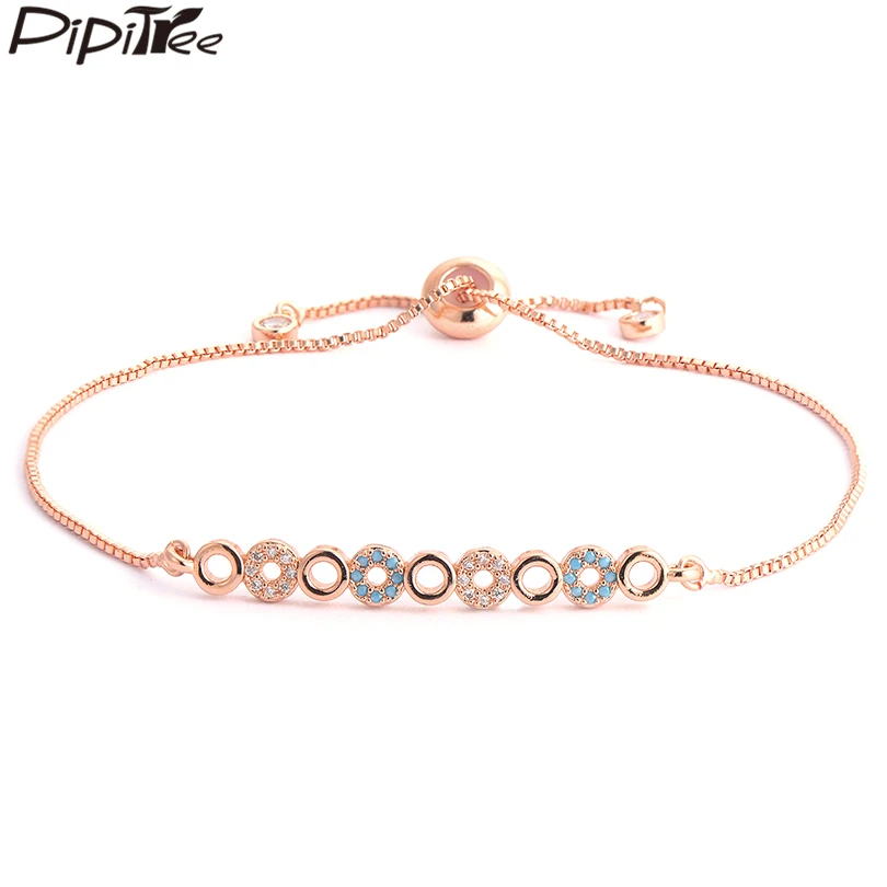 Медная Регулируемая цепочка Pipitree мини браслет чистый синий CZ циркон