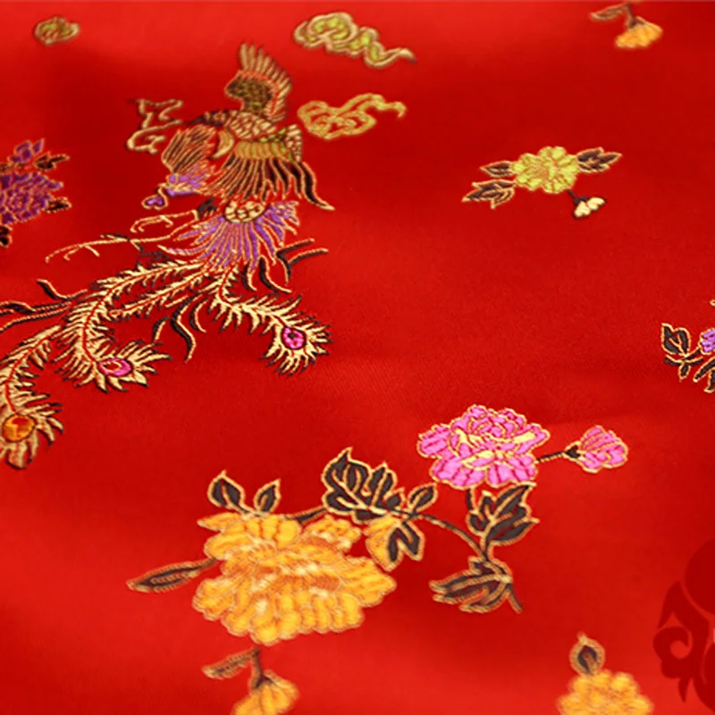 Парчовая жаккардовая ткань костюм Китайская свадьба COS одежда cheongsam дамасская атласная ткань красный фон дракон феникс