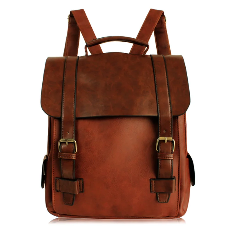 Coffee PU Leather Модный женский рюкзак из искусственной кожи, школьная сумка, винтажная большая школьная сумка для девочек-подростков, коричневые, черные рюкзаки, мужской рюкзак XA30H - Цвет: Coffee PU Leather