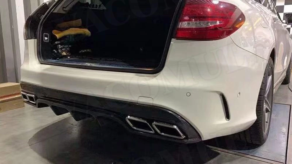 Углеродного волокна диффузор, губа на задний бампер спойлер для Mercedes Benz C class W205 Седан 4 двери C180 C200 C300 C63- FD Стиль