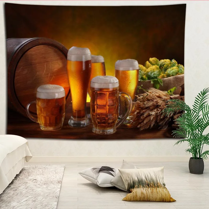 

New Arrival beer Tapestry Hanging Blanket background wall bedroom Home Art Tapestries Decor Customize your image