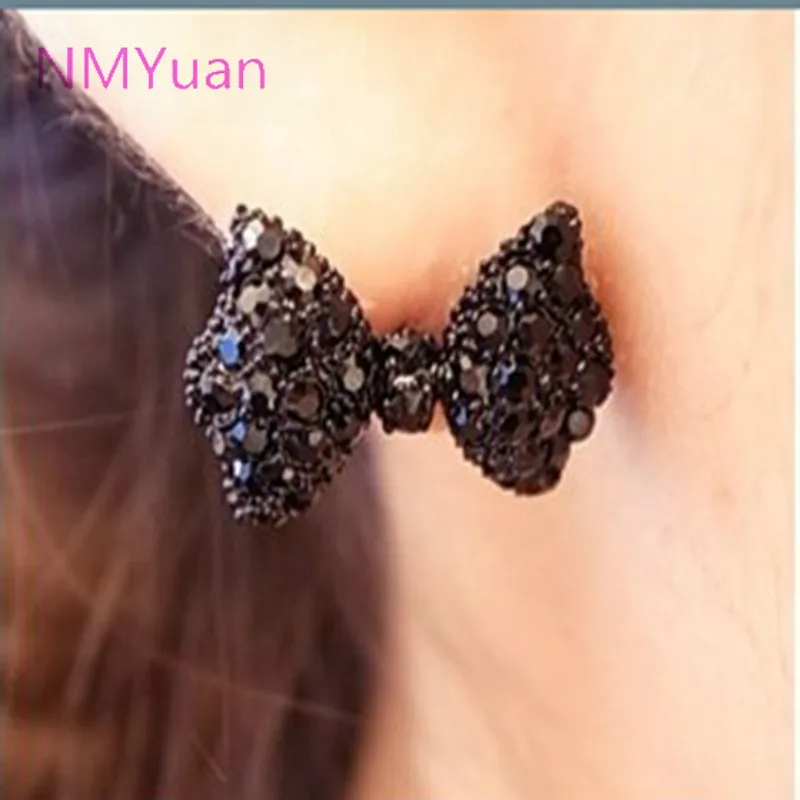 2015 новый год подарок Горячая Мода серьги в стиле ретро черный бант оптом