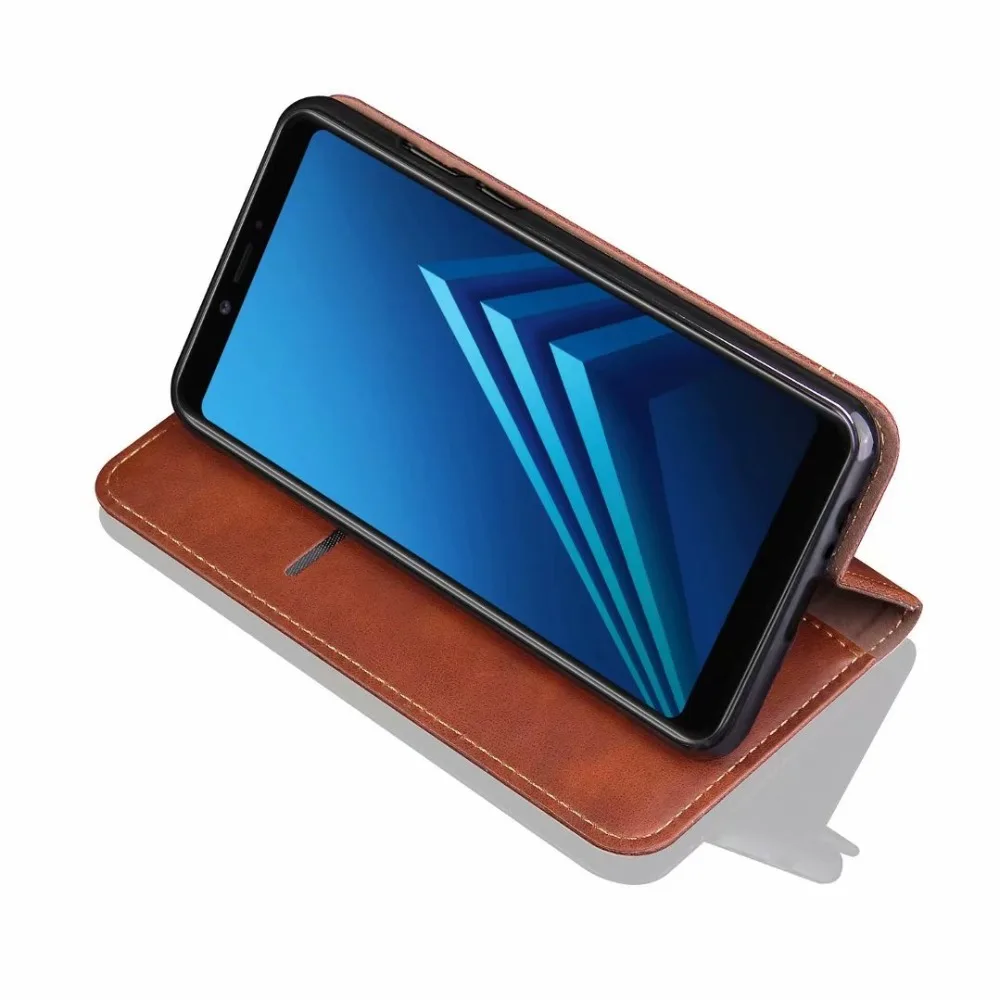 Кожаный чехол флип для телефона Магнитный Samsung Note 9 8S7 S8 S9 Plus J8 J6 J4 J7 J3 A6 A8 A7 A9 кожаный
