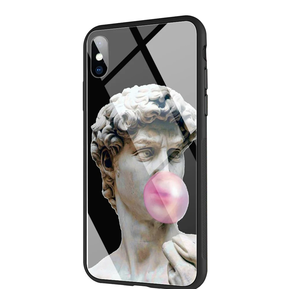 YIMAOC Michelangelo художественная статуя эстетический чехол из закаленного стекла для iPhone 11 Pro XS MAX XR X 8 7 6 6S Plus - Цвет: TG8