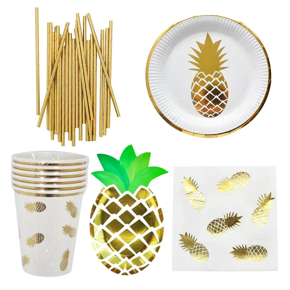 Вечерние декоративные столовые приборы набор одноразовые бронзовые ананасы