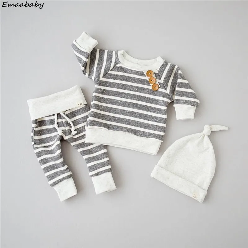 Модный комплект одежды из 3 предметов для новорожденных мальчиков и девочек