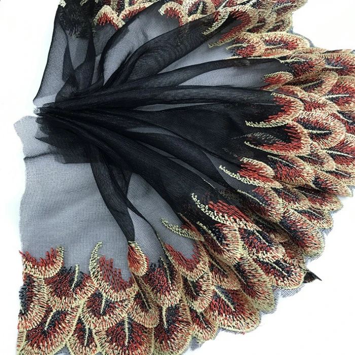 Вышитый дизайн павлина сетчатая кружевная ткань сетка тюль гипюр кружевной шнур