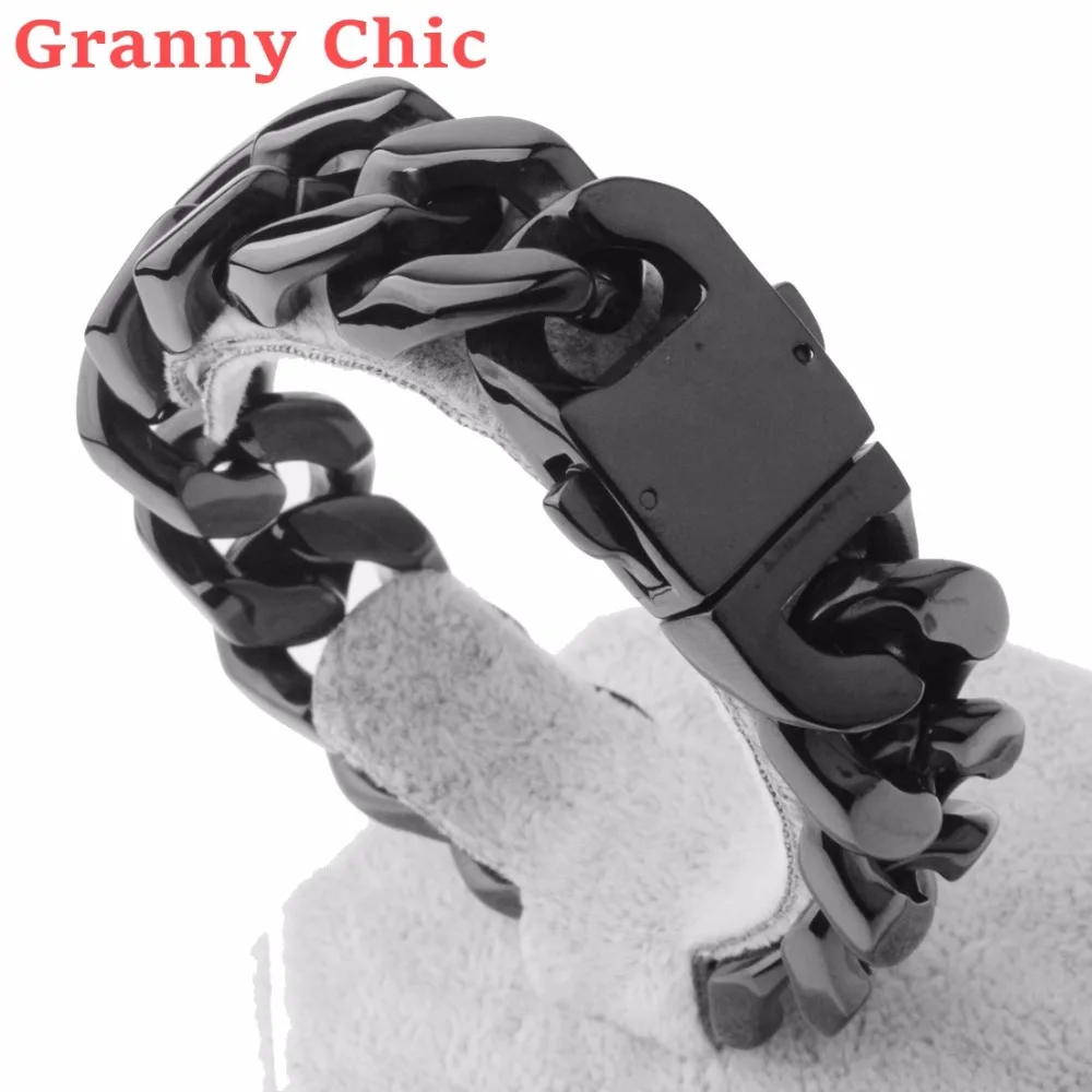 

Granny Chic 20mm Polished Silver Gold Color Cut Curb Cuban Link 316L Stainless Steel Bracelet Mens Chain Boys Heavy Jewelry 8.5"