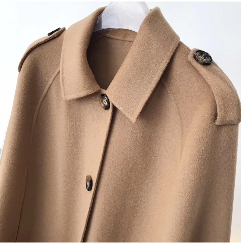 Женское своб. кашемировое полупальто OFTBUY темно-синее свободное с карманами