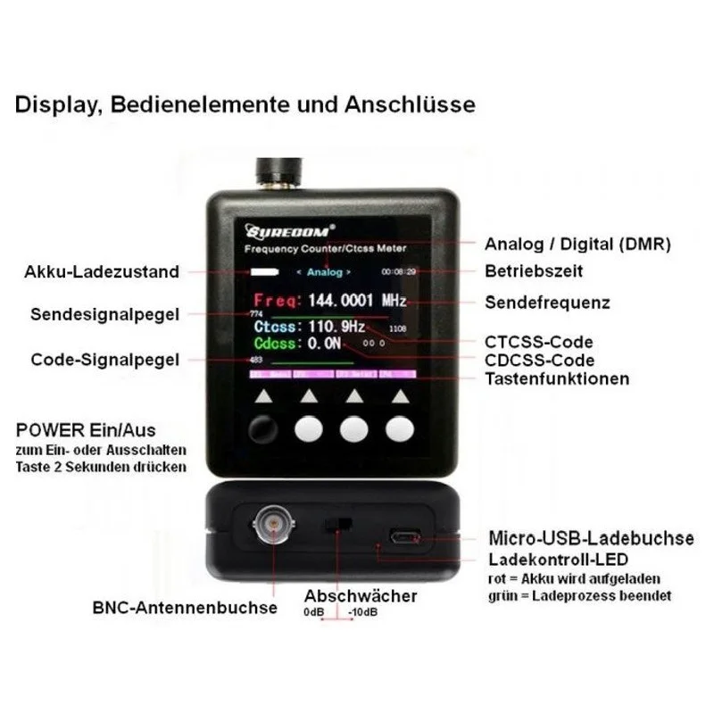 BaoFeng SF-401 Plus цифровое радио 100 МГц-3000 МГц декодер Surecom Портативный счетчик частоты для рации CTCSS CDCSS метр